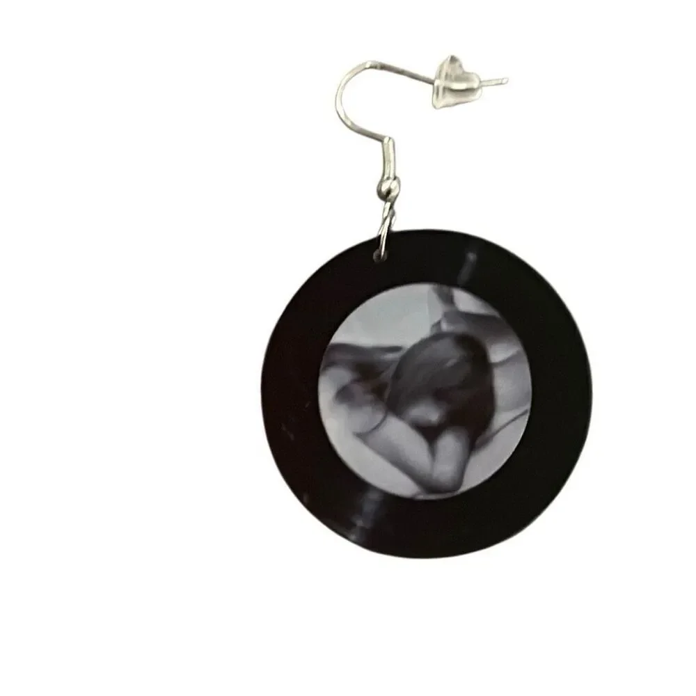 Taylor Swift‎ Grey Black Record Fashion Earrings NEW Lightweight Resin